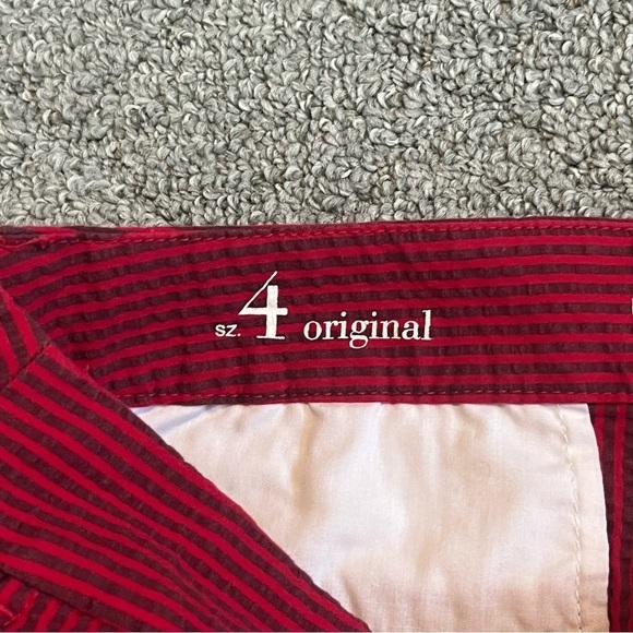 Ann Taylor Loft Shorts Womens 4 Red Seersucker Striped Stretch Chino Pockets - Picture 3 of 10